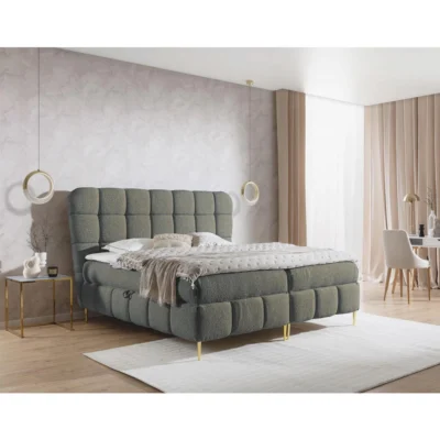 Fun Möbel Boxspringbett GRAZIA in Dunkelgrau, Liegefläche 120x200 cm – mit Bettkasten, Taschenfederkern